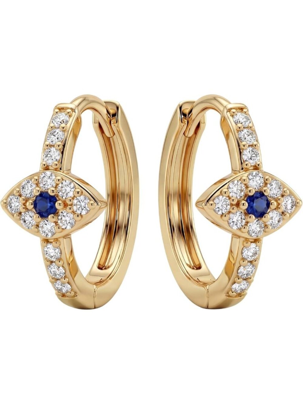Blue Evil Eye Huggie Hoop Earrings for Women | Sparkling Cubic Zirconia